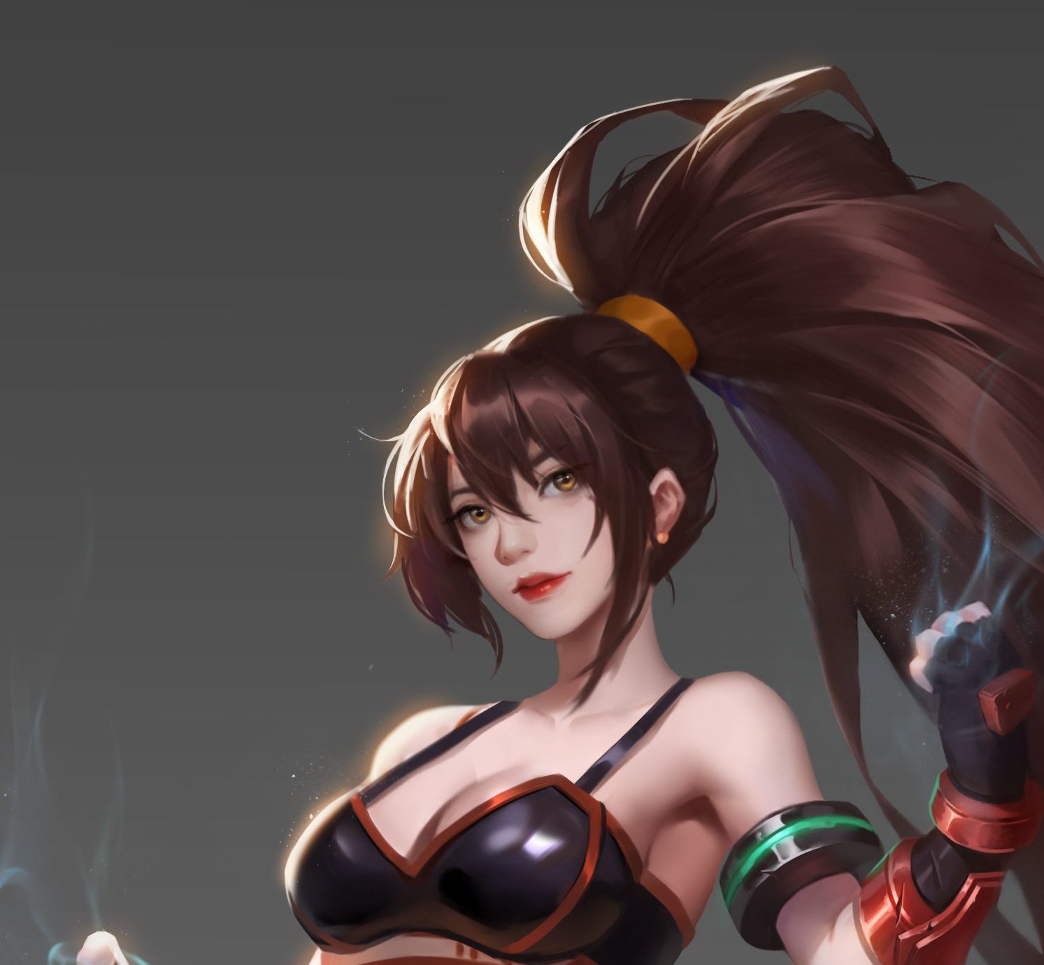 板绘2米马尾辫长腿版女格斗来了你应该撑不了一拳