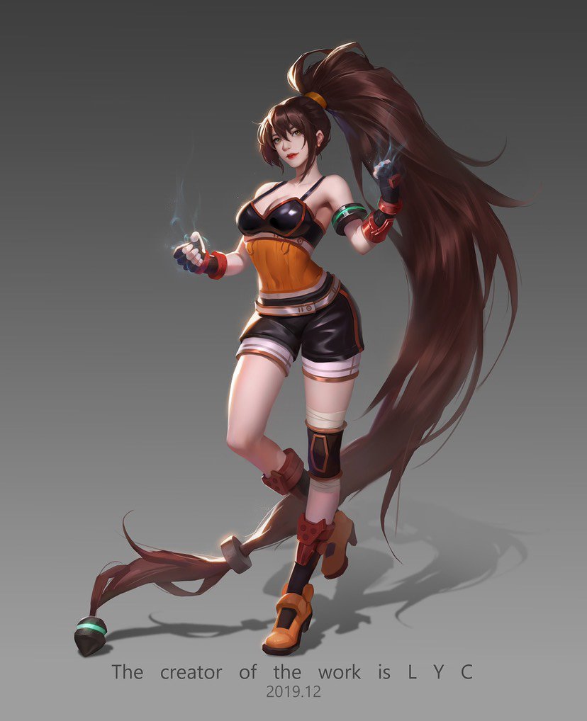 板绘2米马尾辫长腿版女格斗来了你应该撑不了一拳