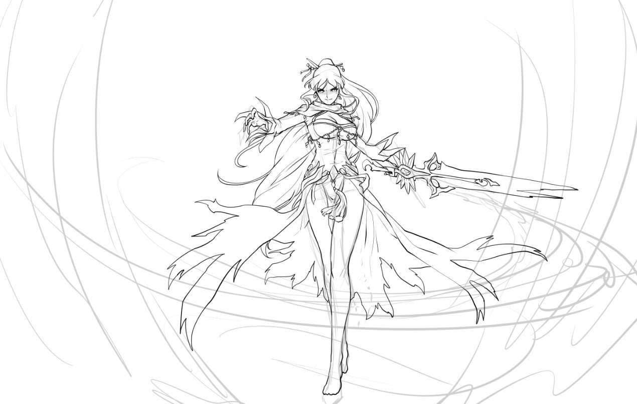 一更剑魔立绘图步骤分享剑魔