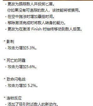 主要改动就是匕首石头解放和二觉减少时间了2