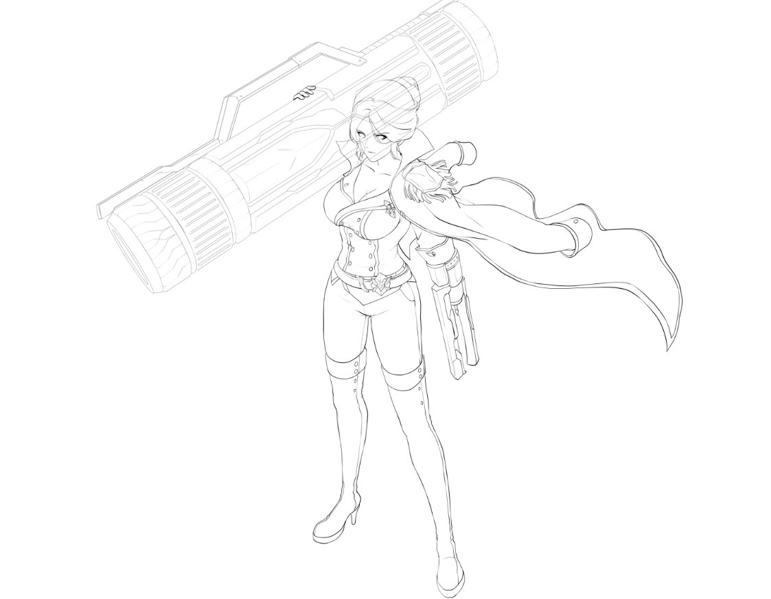 天界女将，女枪炮海军套装小插画步骤分享。5