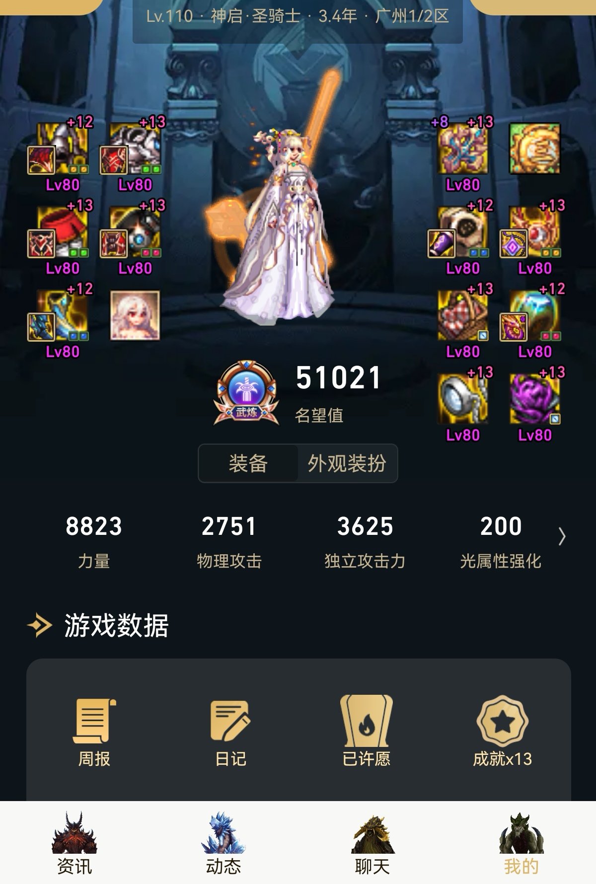 记录贴：全身80达成5万名望1