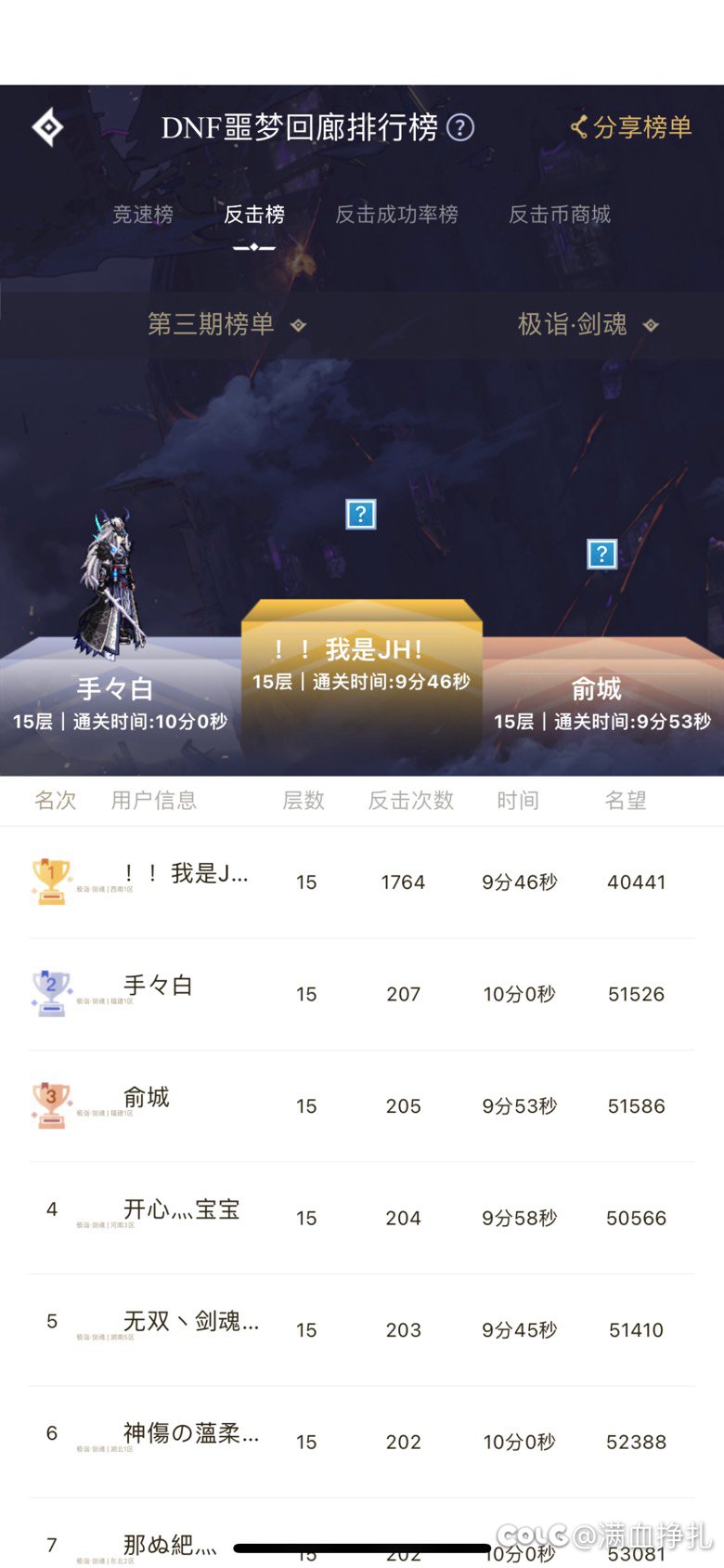 回廊反击1764次数 牛逼！1