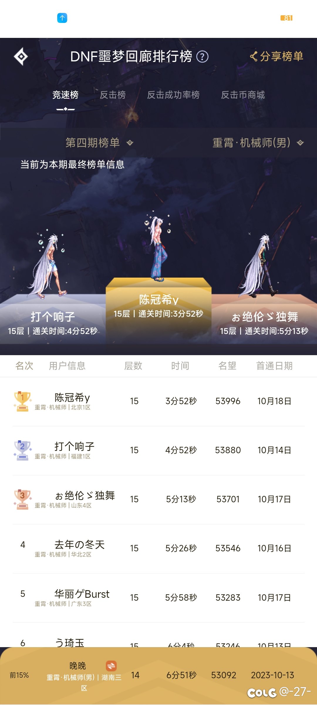 掩耳盗铃是吧，竞速榜删了，但是反击榜不删？1
