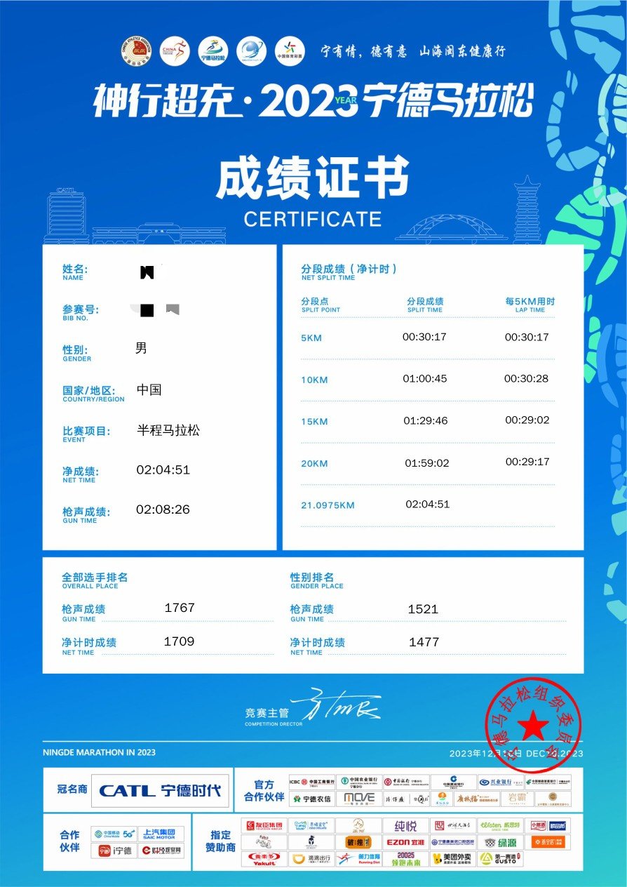 人生第一个半马，成绩很满意了…1