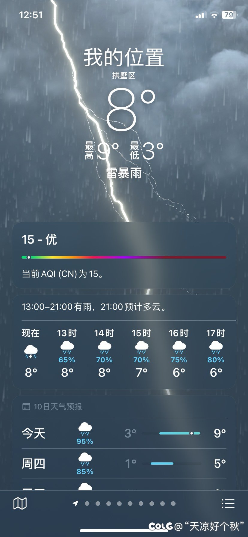 这个季节  居然打雷了1