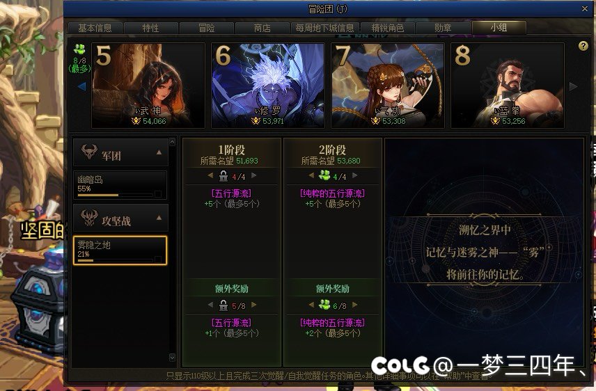 冒险团小组名望2