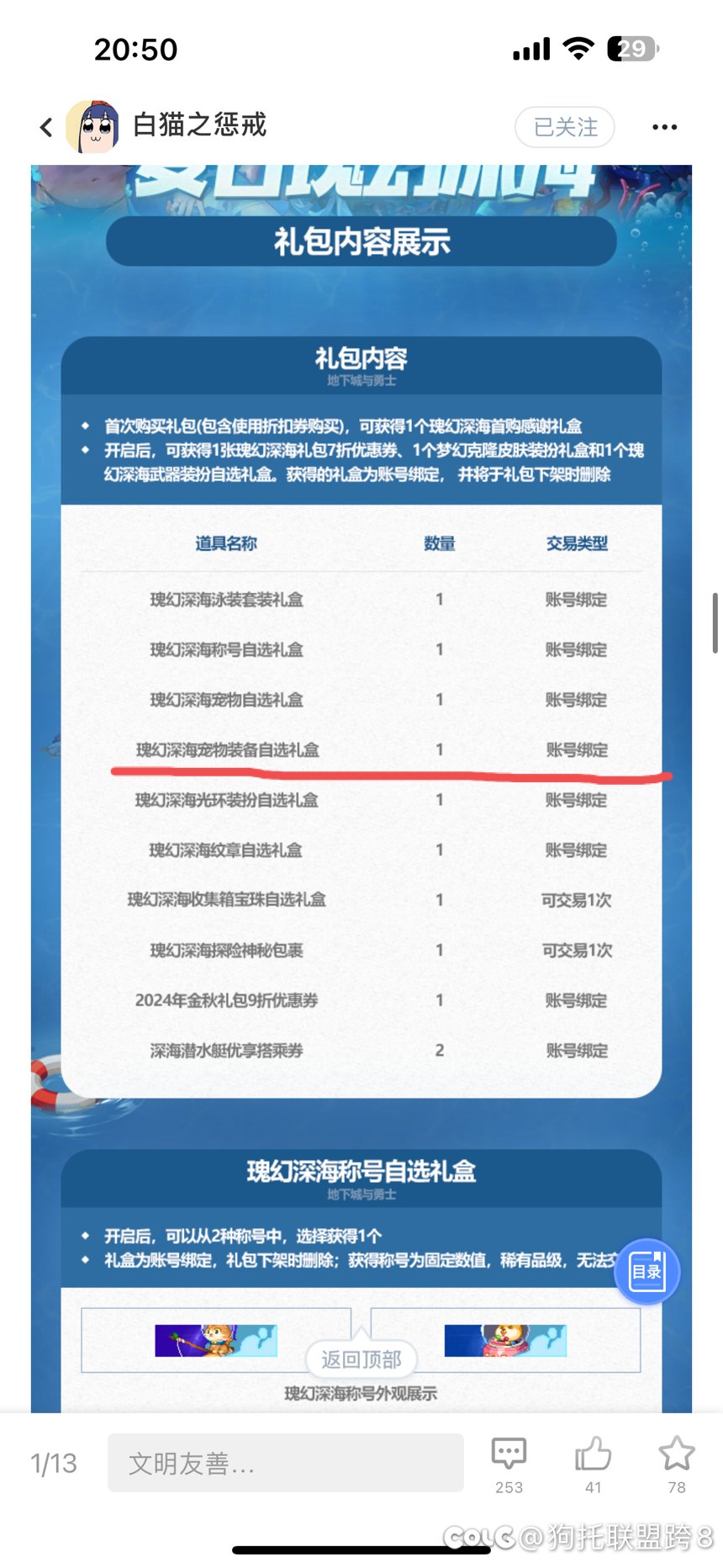 一套礼包两个宠物装备看起来有坑（据我观察应该只能选1个2技工）2