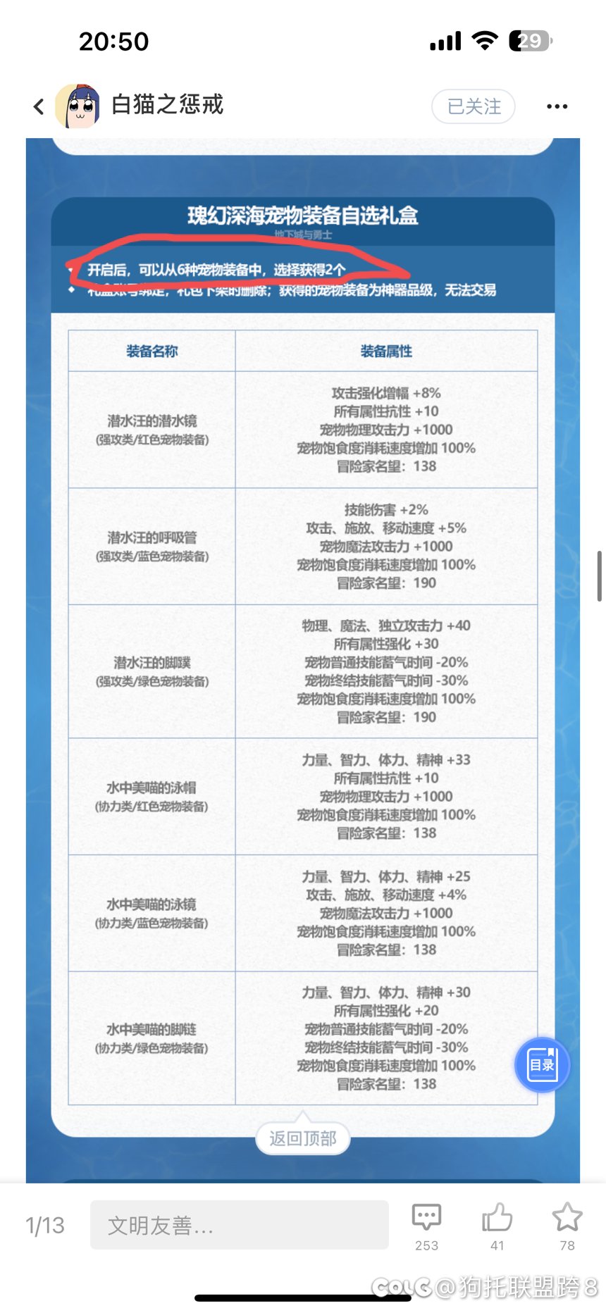 一套礼包两个宠物装备看起来有坑（据我观察应该只能选1个2技工）3