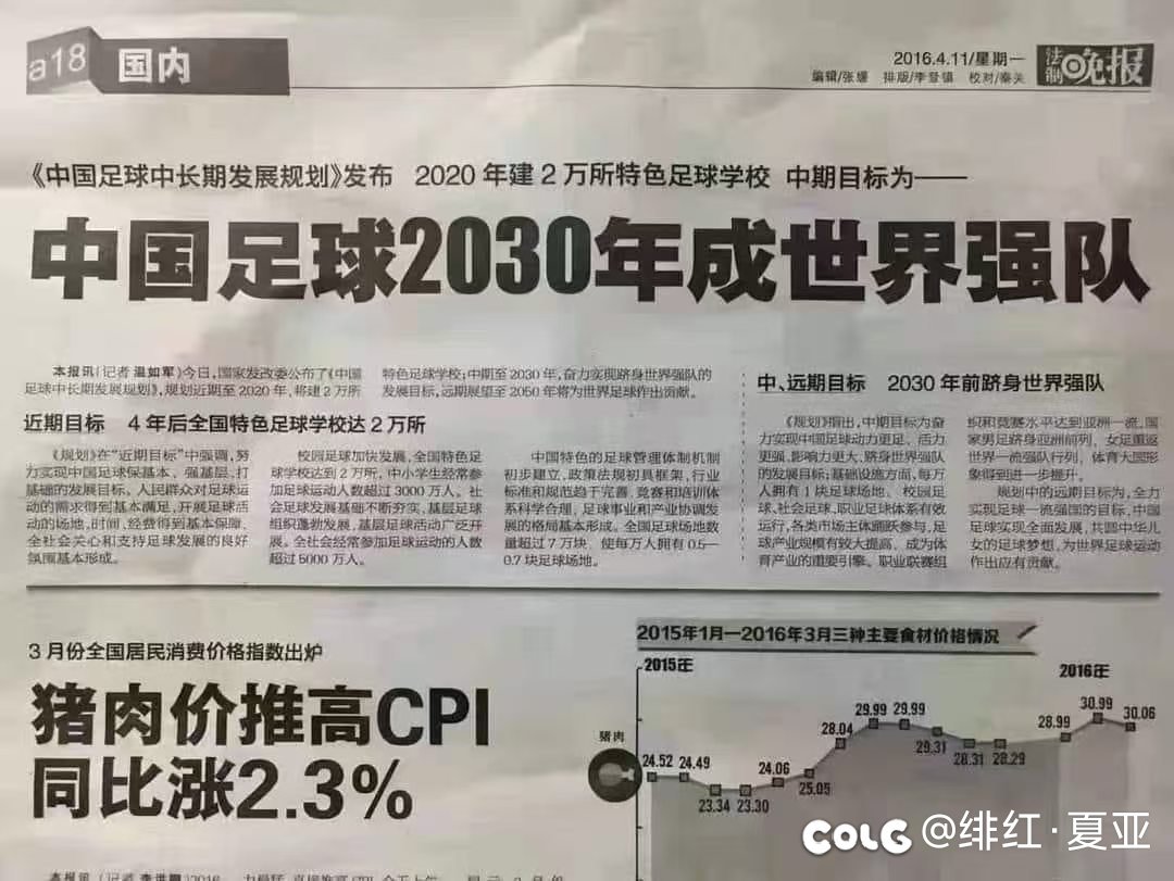 中国足球2030年成世界强队1