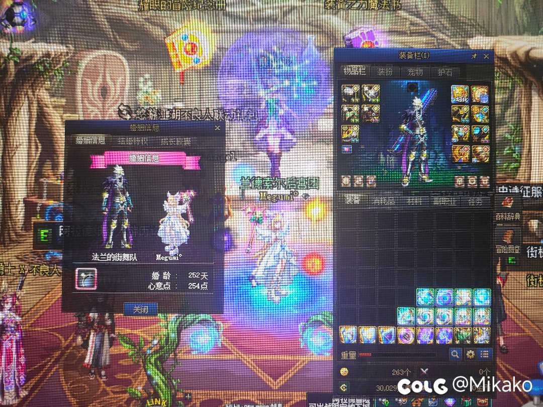 有人遇到这个结婚的号物品栏显示对象角色的bug吗？1