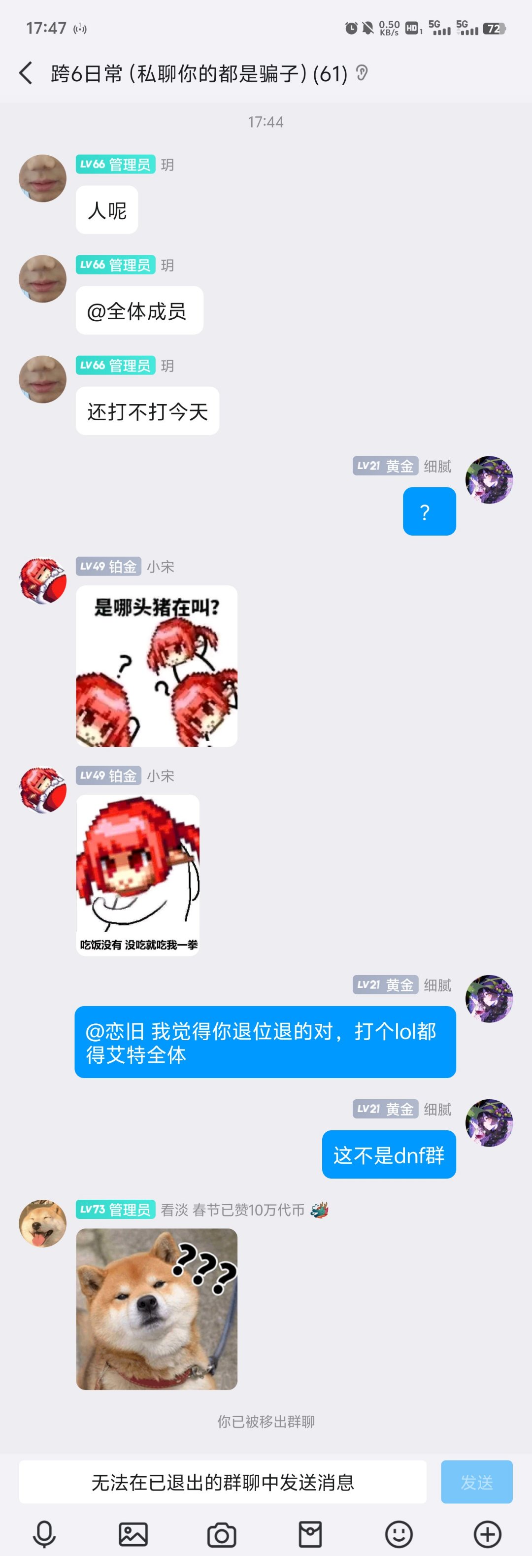 在打团群说了实话然后被踢出群1