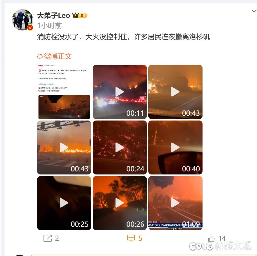 真假未知~洛杉矶大火，跟夏威夷差不多2