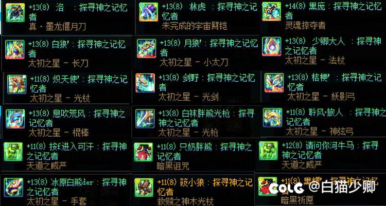 主玩18个角色有16个角色太初武器，制式超多，什么水平1