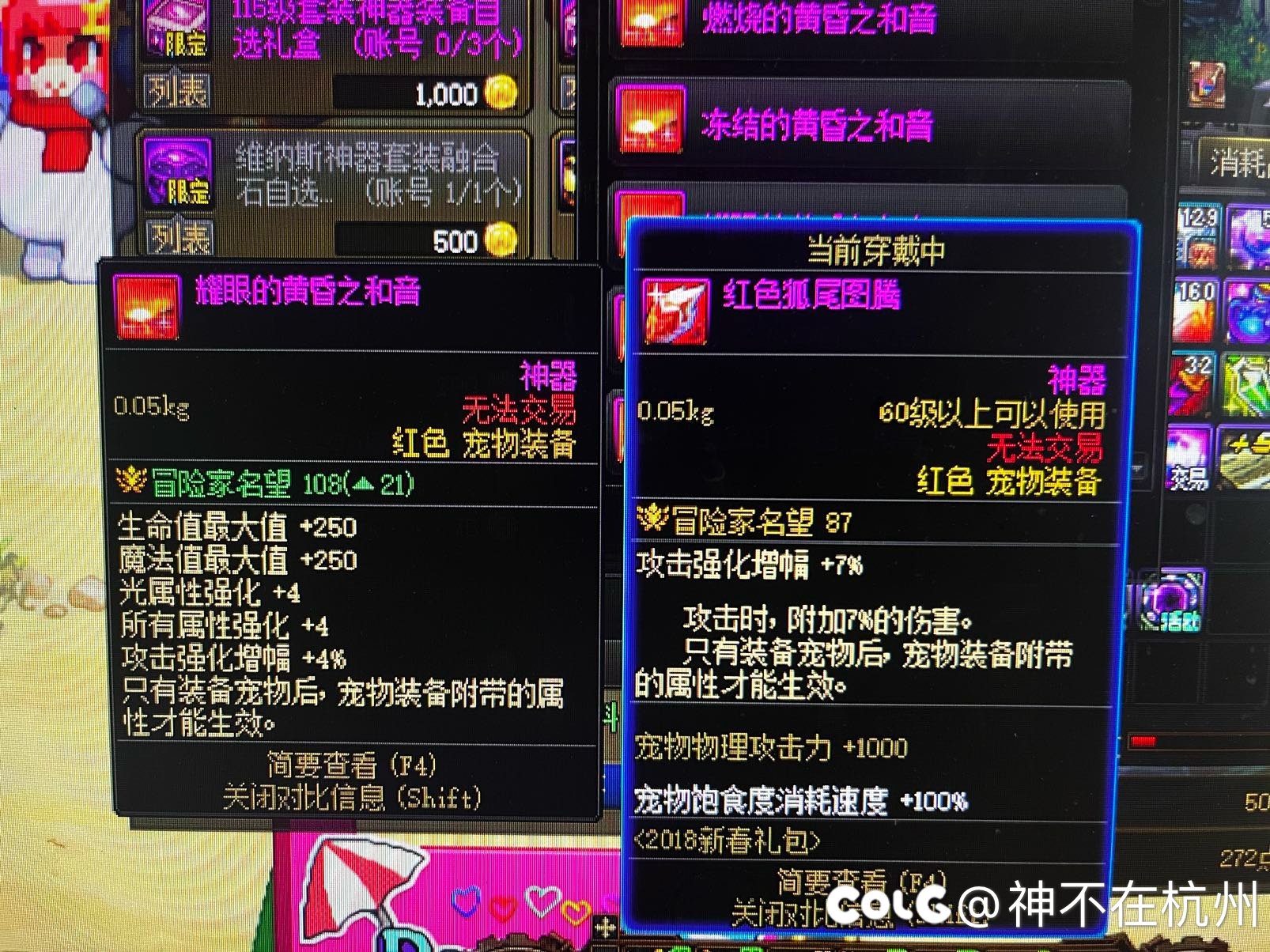 来个大哥帮我看看哪个宠物装备好啊，刚回归1
