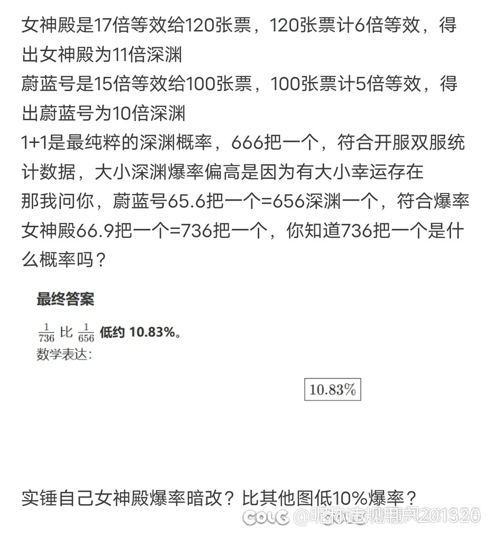 既然罐子几率没问题，那女神殿呢？2