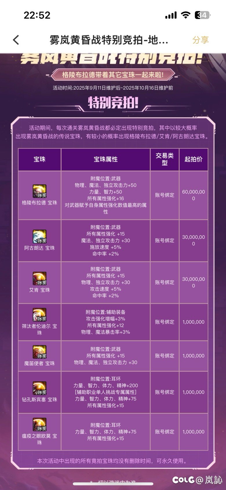 雾岚必出竞拍持续1个月，我怎么感觉春节会出武器技攻宝珠？1