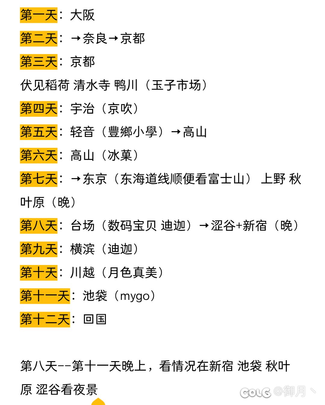 看了四五天日本旅游攻略，大概拟了一个路线图1