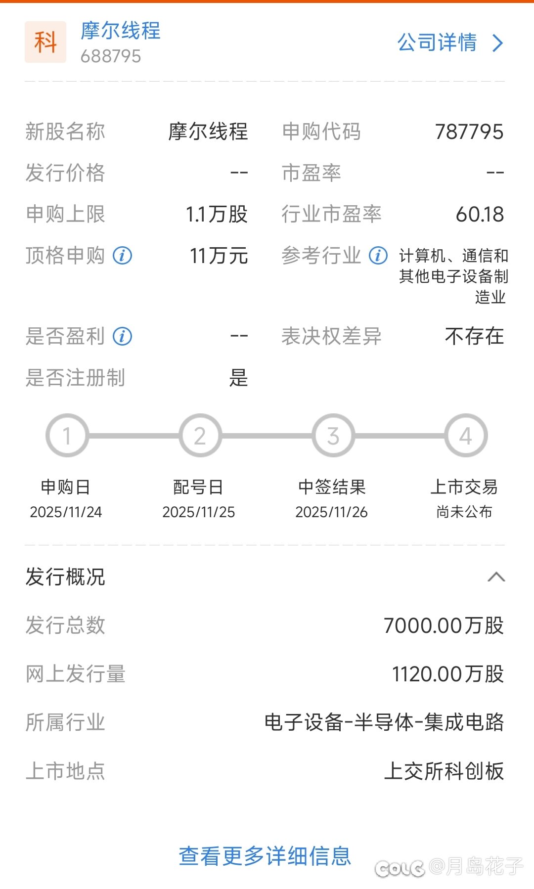 摩尔线程马上申购了1