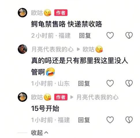 听说抖音不让卖鳄龟了，快递也要不收了2