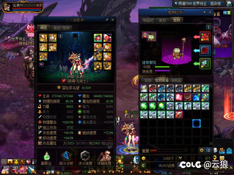 DNF世界领主挑战赛―COLG―8w名望组龙骑士―云浪≈―225.9w4