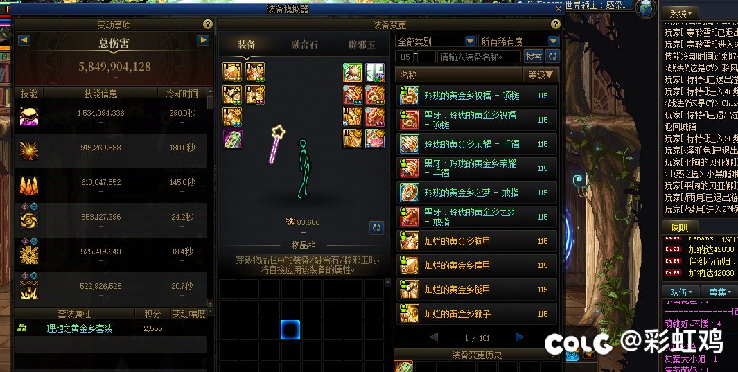 元素打世界boss用混沌套好还是黄金乡好？4